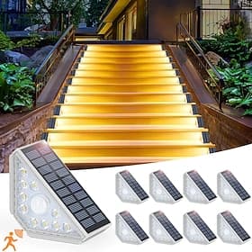 Bewegungsmelder Solar Treppenlicht Außen wasserdicht Solar Stufenlicht super helles LED Solar Zaunlicht für Veranda Innenhof Deck Dekor Beleuchtung 2/4 Stück