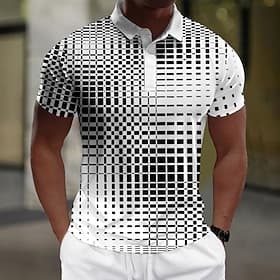 Hombre Geométrico Camisetas polo Camiseta de golf Manga Corta Camisas de polo Camisas con cuello Informal de negocios Para trabajo Ropa formal Ropa de festival