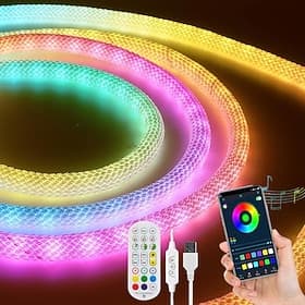 wasserdichter gewebter LED-Lichtstreifen ws2811 rgbbic gewebter Silikon-Neon-adressierbarer Traumfarben-USB-LED-Lichtstreifen mit 15 mm 360-Grad-Beleuchtung 2,