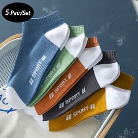Men's 5 Pack Multi Packs Socks Ankle Socks Low Cut Socks Rainbow Color Color Block Sports Outdoor Daily Vacation Basic Medium Spring Fall Fashion Casual