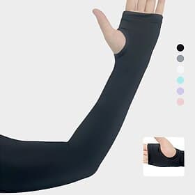 1 paire Manches de vélo Manchettes Chauffe-bras Manches de bras de refroidissement de protection solaire UV Couleur unie Respirabilité Extensible Cyclisme Noir