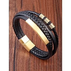 Geflochtenes Lederarmband für Herren mit goldenen Akzenten – modernes und stilvolles Design