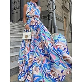 Damen Langes Kleid Maxikleid Freizeitkleid Cocktailkleid Kleid für Hochzeitsgäste Chiffonkleid Stilvoll Lässig Täglich Urlaub Date Normale Passform Farbverläuf