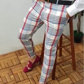 Per uomo Pareggiatore Pantaloni Chino Pantaloni chino Pantaloni eleganti scozzesi Tasche A quadri Comfort Traspirante Giornaliero Per eventi Per uscire Streetw