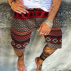Men's Grid / Plaid Geometric Pattern Swimming Trunks Board Shorts Shorts Mid Waist Vintage Fashion Designer Casual Daily Holiday Pocket Drawstring Elastic Wais