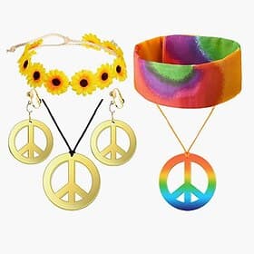 Retro Vintage 1960s Hippie Cosplay Costume Necklace Headband Hippie Disco Fancy Dress Women's Girls' Halloween Carnival Masquerade Party / Evening Casual Daily