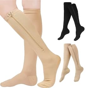 3 Pairs Zipper Compression Socks, 15-20mmHg Neuropathy Socks Bunion Socks Closed Toe Compression Stockings for Men Women,Suit for Running,Nurse,Travel,Cycling,