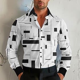 Men's Geometric Geometric Pattern Button Up Shirt Printed Shirts Long Sleeve Business Casual Formal Fall Winter Spring Summer Turndown Collared Shirts Print W