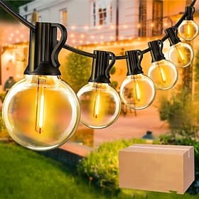 Luces de Cadena LED al Aire Libre Certificadas por UL 98ft 30m Luces de Cadena al Aire Libre con Bombillas LED G40 irrompibles Impermeables Iluminación Colgant
