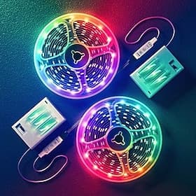 RGB-Farbwechsel-LED-Lichtstreifen, 1–2 m/3,28–6,56 ft, batteriebetriebene LED-Lichtstreifen, flexible batteriebetriebene LED-Leuchten mit 3-Tasten-IR-Controlle
