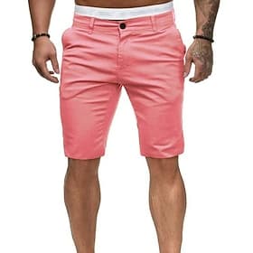 Men's Summer Shorts Work Shorts Casual Shorts Buttons Pocket Plain Comfort Knee Length Formal Party Work Fashion Classic Style Black White Micro-elastic