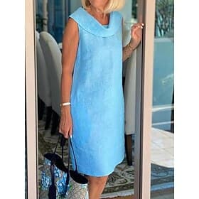 Femmes Robe Longueur Genou Robe d'Été Robe noire Robe Décontractée Robe débardeur Basique Moderne Quotidien Week-end Coupe Ample Uni Sans manches Col ras du co