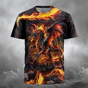 Men's Dragon T Shirt Short Sleeve T shirt 3D Print Crew Neck Shirt Designer Gothic Party Street Casual Black 1 Black Summer Spring Clothing Apparel S M L XL XX