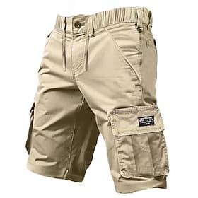Men's Cargo Shorts Shorts Hiking Shorts Buttons Drawstring Elastic Waist Plain Wearable Short Outdoor Daily Camping Hiking Fashion Classic Black Army Green