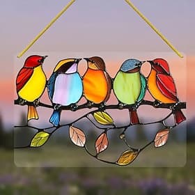 Vogel-Sonnenfänger aus Buntglas zum Aufhängen am Fenster – Sonnenfänger aus Acrylglas – Gartendeko, exquisites Geschenk für Vogelliebhaber – Dekoration für Zuh