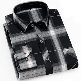 Per uomo Camicia Camicia di flanella Camicia a quadri Camicia con Bottoni Sopracamicia Quadri All'aperto Abbigliamento quotidiano Blu Nero Rosso Grigio Manica