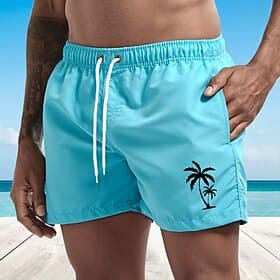 Men's Board Shorts Swim Shorts Swim Trunks Drawstring with Mesh lining Elastic Waist Coconut Tree Comfort Quick Dry Short Holiday Beach Weekend Fashion Casual