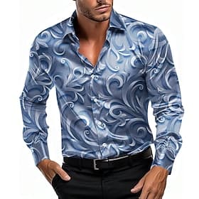 Herren Hemd Satinhemd Knopfhemd Formal Rote Blau Dunkelgray Grau Langarm Umlegekragen Sommer Frühling Bekleidung Knopf