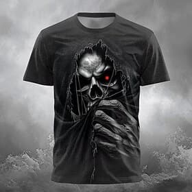 Skull Men's Reaper T shirt Short Sleeve T shirt 3D Print Crew Neck Shirt Designer Gothic Party Street Casual Black Summer Spring Clothing Apparel