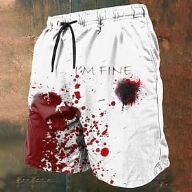 Herren Blut Spritzer Buchstaben Kostüme Badehose Boardshorts Schwimmshorts Mittlere Taille Mode Streetwear Designer Lässig täglich Urlaub Zugband Tasche elasti