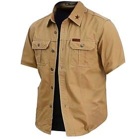 Homme Etoile Chemise de travail Chemise Western Chemise Cargo Manche Courte Occasionnel Tactique Sport Loisir Sortir Été Printemps Col Rabattu Imprimé Vert Vé