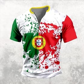 EURO Football Portugal Casual Men's 3D Print T shirt Tee Daily T shirt White Short Sleeve Shirt Spring Summer Clothing Apparel S M L XL XXL 3XL