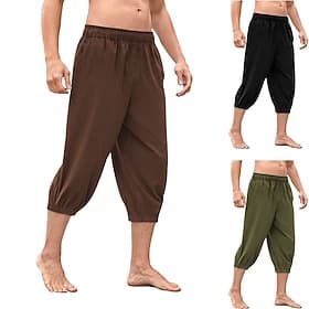 Rétro Vintage Médiéval Renaissance Pantalons de pirate Chevalier Celtique Ranger Couleur Unie Déguisement Homme Pirate Fantaisie Halloween Carnaval Mascarade P