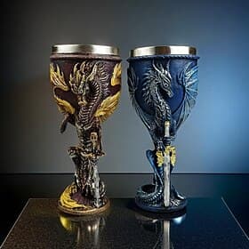 Verre à vin médiéval en forme d'épée de dragon, verre à vin rouge à pied en forme de dragon 3D avec doublure en acier inoxydable, cadeau de bar fantaisie pour