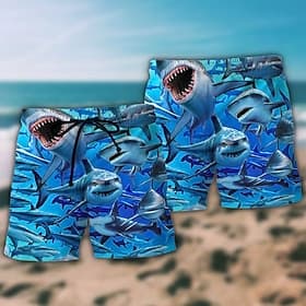 Hombre Tiburón Estampados Boxers de Natación Pantalones de Natación Pantalones de Surf Media cintura Hawaiano Boho Casual Diario Playa Correa con forro de mall