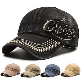 Men's Baseball Cap Sun Hat Trucker Hat Black Blue Cotton Embroidered Fashion Casual Street Daily Letter Adjustable Sunscreen Breathable