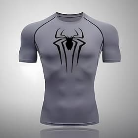 Men's Spiders Compression Shirt Athletic Shirt Gym Shirt Fitness Shirt Summer Short Sleeve Casual Athleisure Quick Dry Soft Breathable Gym Workout Running Walk