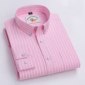 Men's Shirt Dress Shirt Button Up Shirt Stripes Wedding Party Black Pink Blue Light Sky Blue Long Sleeve Lapel Spring Fall Clothing Apparel Front Pocket
