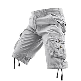 Men's Tactical Shorts Capri Cargo Shorts Cargo Shorts Shorts Hiking Shorts Buttons Multi Pocket Plain Wearable Calf-Length Daily Outdoor Camping Hiking Fashio