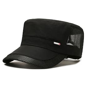 Men's Flat Cap Sun Hat Trucker Hat Black Deep Blue Polyester Mesh Patchwork Fashion Casual Street Daily Plain Adjustable Sunscreen Breathable