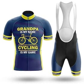 Herren Radtrikot mit Trägershorts Gepolsterte Fahrradhose Kurzarm Mountainbike MTB Straßenradsport Sommer Frühling Schwarz Dunkelblau Grafik Fahhrad Schweißabl