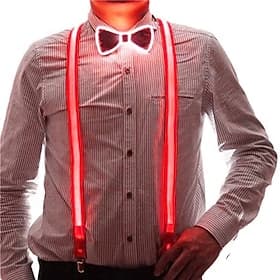 1 set led bagliore posteriore cinturino papillon set da festa da uomo halloween natale matrimonio festival bar decorazione del partito