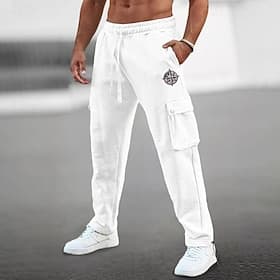 Homme Joggings Pantalon Jogger Pantalons Cordon de serrage Taille Élastique Multi-poches Uni Broderie Confort Respirant Occasionnel Quotidien Fête Sports Mode