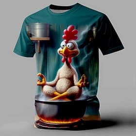 Herren Tiermotiv Hahn Lustiger Slang T Shirt Kurzarm T-Shirt 3D-Druck Rundhalsausschnitt Hemd Retro Vintage Lässig Straße Lässig Bar Grün Frühling Sommer Bekl