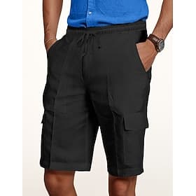 Herren Cargo-Shorts Shorts Leinenshorts Sommershorts Strandshorts Kordelzug Elastischer Bund Mehrere Taschen Einfach Knielang Lässig Täglich Outdoor Urlaub Läs