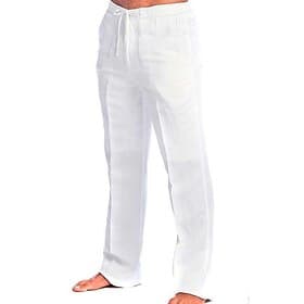 Men's Trousers Summer Pants Beach Pants Drawstring Elastic Waist Plain Comfort Breathable Daily Outdoor Streetwear Stylish Casual Black White Micro-elastic