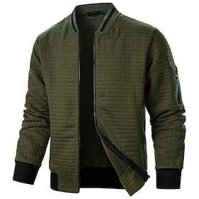 Homme Veste Légère Veste gaufrée Veste d'Été Veste de transition Vacances Quotidien Avec Poches Printemps Automne Uni Mode Classique Col montant Régulier Noir