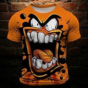 Lustiges Grimassen-T-Shirt für Männer kurzärmelig T-Shirt 3D-Druck Rundhals Vintage-Mode coole Urlaubsparty Gelb Blau Lila Sommer Frühling Bekleidung Bekleidun