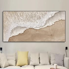 handgemachte Meereswellen dicke Ölgemälde auf Leinwand Erdton Bild braun Malerei strukturierte Wandkunst Wandkunst Sofa kein Rahmen