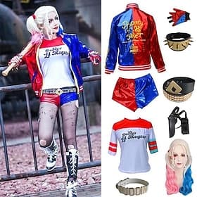 Joker Selbstmordkommando Cosplay Kostüm Outfits Cosplay-Kostüm for Damen Mädchen Kinder Erwachsene Halloween Kindertag