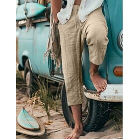 Men's Capri Pants Shorts Summer Shorts Drawstring Elastic Waist Plain Comfort Breathable Calf-Length Daily Outdoor Going out Stylish Casual Gray Green Black Mi