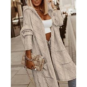 Women's Coat Comfortable Pocket Casual Solid Color Daily Open Front Regular Turndown Regular Fit Long Sleeve Outerwear Pink Beige Coffee Spring Fall