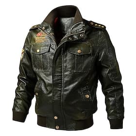 Herren Kunstlederjacke Bomberjacke übergangsjacke Bikerjacke Urlaub Täglich Winddicht Warm Tasche Herbst Winter Einfach Mode Klassisch Stehkragen Regulär Kunst