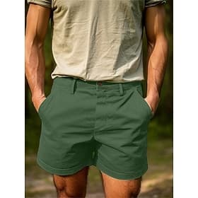 Men's Bermuda Shorts Shorts Chino Shorts Work Shorts Pocket Buttons Plain Comfort Short Daily Outdoor Going out Streetwear Stylish Khaki Black