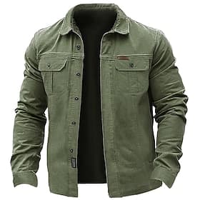 Men's Solid Color Cowboy Work Shirt Western Shirt Cargo Shirt Long Sleeve Casual Tactical Sports Outdoor Going out Winter Spring Fall Turndown Print Army Gr