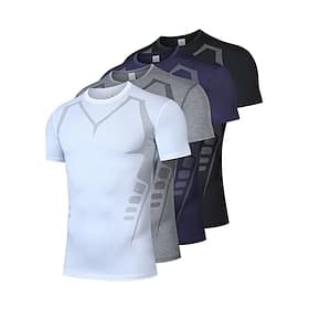 Men's Color Block Compression Shirt Athletic Shirt Gym Shirt Fitness Shirt Summer Spring Short Sleeve Casual Athleisure Quick Dry Compression Breathable Gym Wo